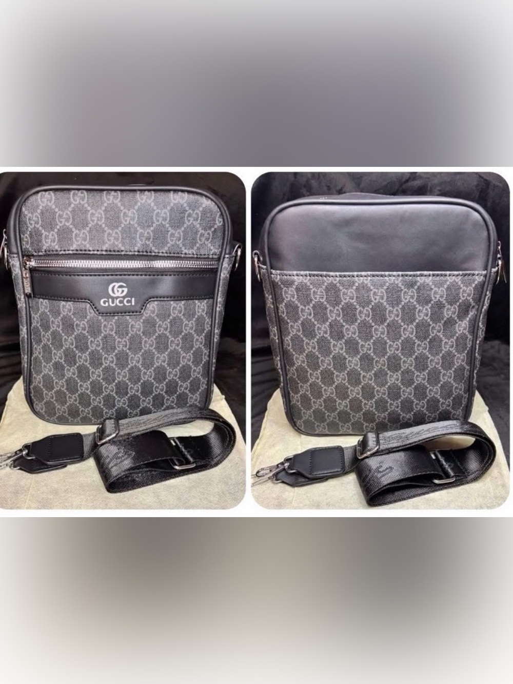 Gucci Black GG Supreme Messenger Bag